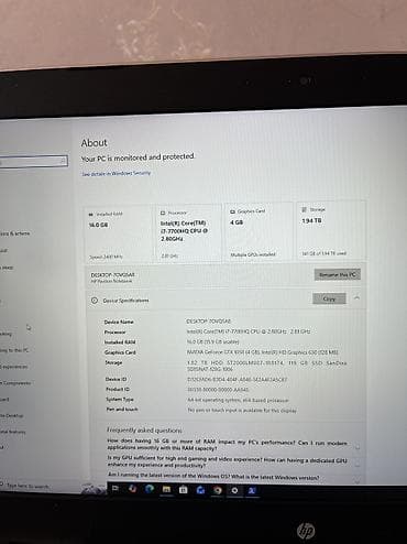asus rog strix: İşlənmiş HP Pavilion, 17.3 ", Intel Core i7, 2 TB, Ünvandan götürmə — 2