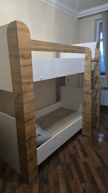 двуспальная кровать с подъемным механизмом: Для девочки и мальчика, Кровать, Без матраса, Без выдвижных ящиков, МДФ — 2