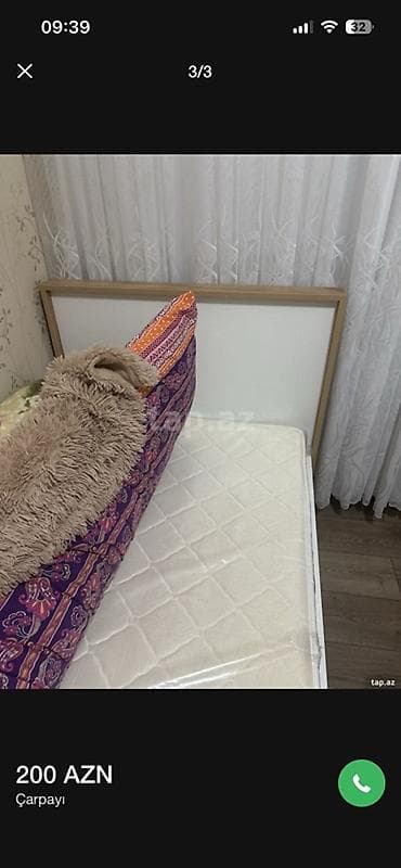 tek kravat: Tək nəfərlik çarpayı - Ölçü: təxmini 90×190 sm (tək ölçü) - Karkas — 2