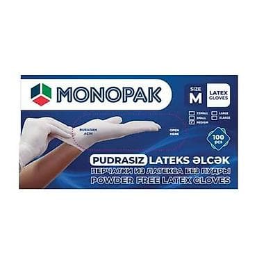 Monopak Pudrasız Lateks Əlcək – Size M - Material: təbii lateks - — 1