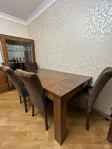 Qonaq otağı üçün, Açılan, Dördbucaq masa, 6 stul