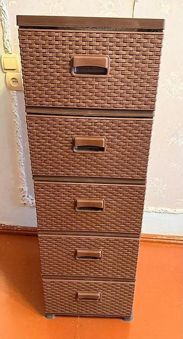 sfoner: Plastik çekmecəli dolab - Material: möhkəm plastik, rattan naxışlı — 1