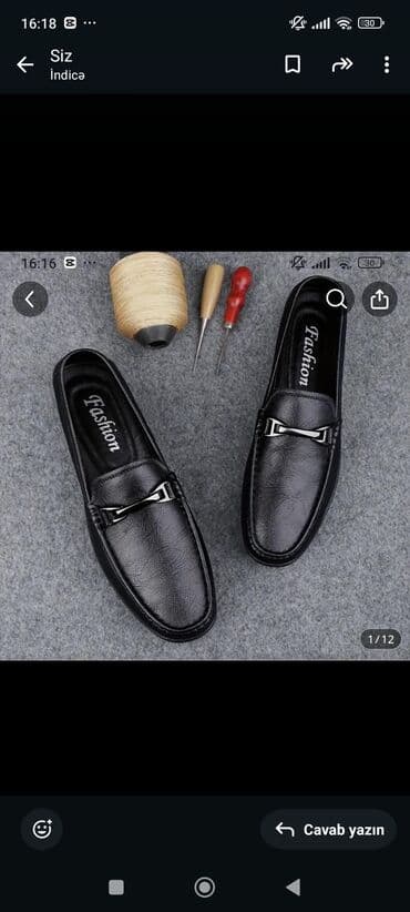 Ayaqqabılar: Kişi loafer ayaqqabıları – klassik qara rəng - Üst material: hamar — 1
