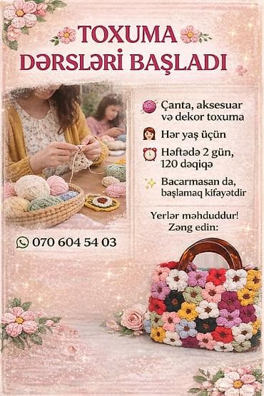 Toxuma dərsləri - Çanta, aksesuar və dekor toxuma üzrə praktiki