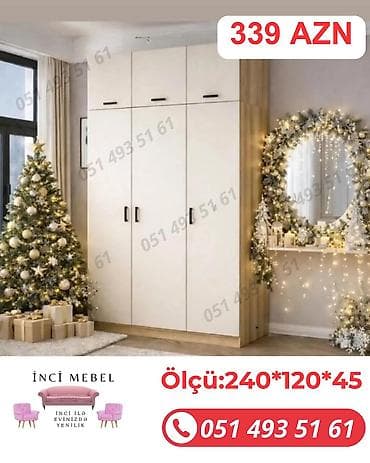mebel şkaf: Yeni, 4 qapılı, Bej, Digər material, Açılan, Düz dolab — 1