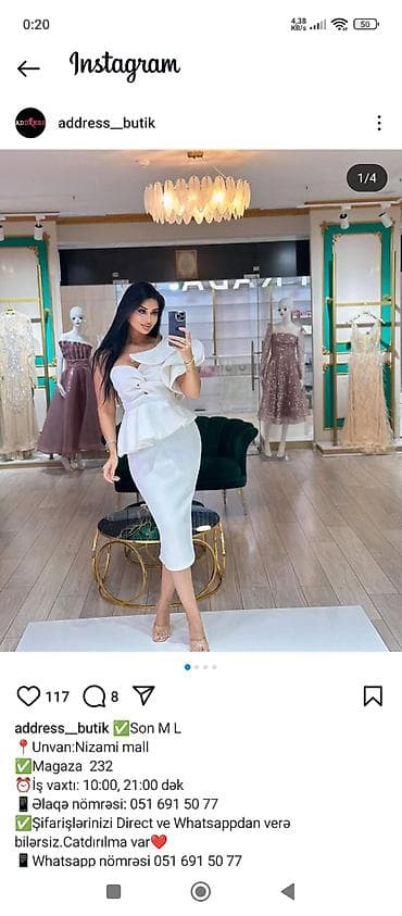 vilur dest: Ağ rəngli zərif ziyafət geyimi – üst və ətəkdən ibarət dəst. - — 1