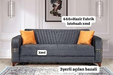 3 yerli açılan, bazalı divan - Fabrik istehsalı - Qrafit-boz rəngli lalafo.az -da 3 yerli açılan, bazalı divan - Fabrik istehsalı - Qrafit-boz rəngli