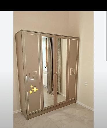hamam şkaflari: Yeni, 4 qapılı, Güzgülü, Bej, Digər material, Açılan, Düz dolab — 1