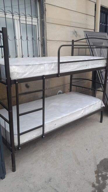 детская кровать баку: Для девочки и мальчика, Новый, Кровать, С матрасом, Без выдвижных ящиков, Железные — 2