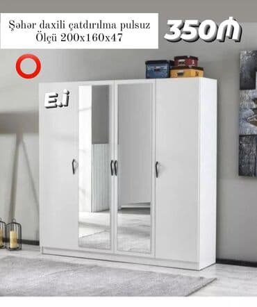 usaq ucun yazi lovhesi: Yeni, Açılan, 4 qapılı Qarderob, paltar dolabı — 3