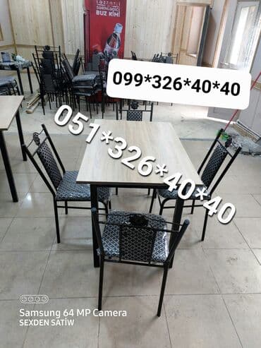 naxcivan bina evleri: Yeni, Dördbucaq masa, 4 stul, Açılan, Stullar ilə, Metal, Azərbaycan — 2