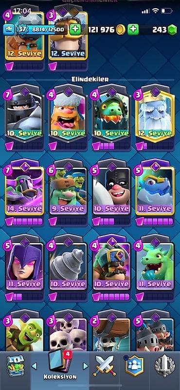 gitara sim: Clash Royale hesabı - Kral səviyyəsi: 37 - Kasa: təxminən 118–122 min — 1