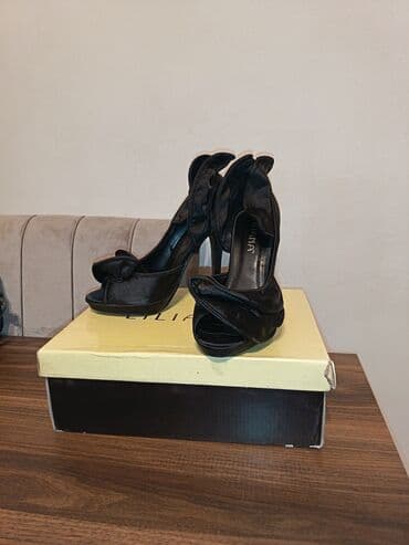 женские туфли с открытым носком: Qara zərif qadın tufliləri 38 razmer - Model: Açıq burunlu, yüksək — 3