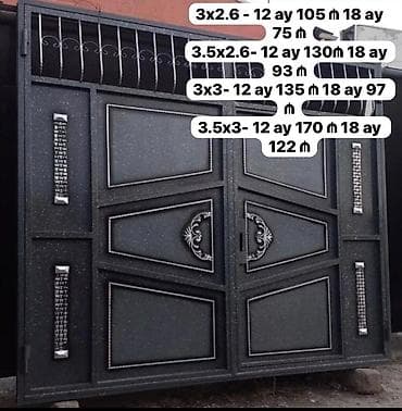 bord: Dəmir həyət qapıları – dekorativ naxışlı, üst hissəsi barmaqlıqla — 5