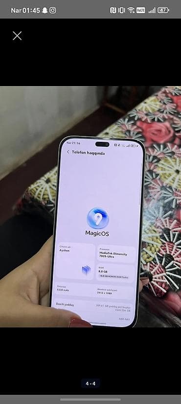 14 plus qiymeti: Honor 400 Lite, 256 GB, rəng - Boz, Barmaq izi, Face ID — 4