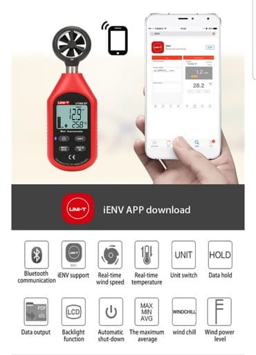 küləyin sürətini ölçən cihaz: Anemometr Model: UNI-T UT 363 Küləkin sürətini ölçən cihaz. - — 1