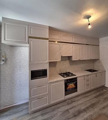 bağ yelləncəkləri: Klassik üslubda, açıq bej rəng palitrasında mətbəx mebeli dəsti - Ön — 4