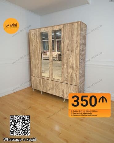 qarderob dolab: Düz dolab, Yataq otağı üçün, Paltar üçün, Açılan, Korpuslu, 3 qapılı — 1