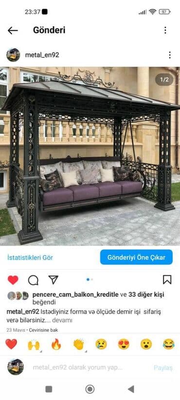 Sifarişlə bağ yelləncəkləri: Metal EN MMC olaraq istədiyiniz forma və ölçüde demir işlerinin — 14