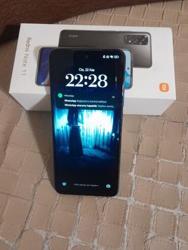 redmi qulaqciq: Redmi Note 11 – mavi rəng - Qutu və aksesuarları görünür - 6.43" — 6