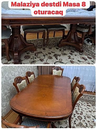 Qonaq otağı üçün, Oval masa, 8 stul