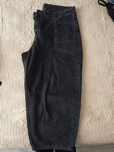 oversize: TRENDYOLMİLLA Qara rəngli geniş kəsimli cins şalvar - Material: qalın — 2