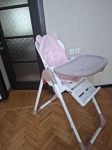 Uşaq yemək stulu – Baby Home - Rəng: ağ çərçivə, pudra/boz-bej — 2