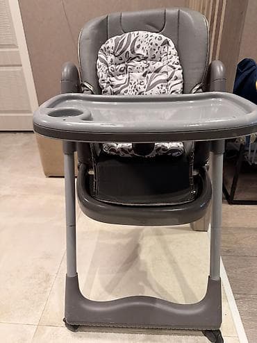 3 yas: Uşaq yemək stulu - Rəng: Boz (boz naxışlı yumşaq oturacaq yastığı — 1