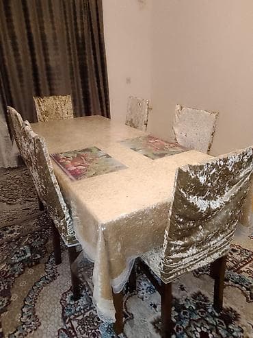 Qonaq otağı üçün, Yeni, Açılmayan, Dördbucaq masa, 6 stul