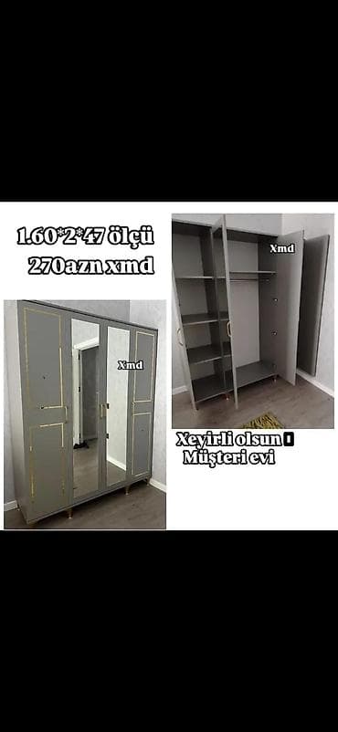 Üç qapılı geyim dolabı – modern dizayn Ölçü: 160 × 200 × 47 sm lalafo.az -da Üç qapılı geyim dolabı – modern dizayn Ölçü: 160 × 200 × 47 sm