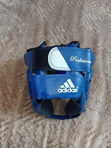 boks torbası: Adidas boks/kikboks baş qoruyucusu - Rəng: mavi, ağ zolaqlı dizayn - — 3