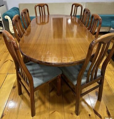 Qonaq otağı üçün, İşlənmiş, Oval masa, 8 stul