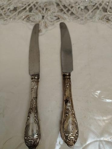 məktəb ləvazimatları: Gümüşü naxışlı masa bıçaqları (2 ədəd)Melxior - Klassik, zərif — 2