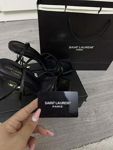 Босоножки, сандалии, шлепанцы: Saint Laurent Paris “Opyum” sandaleti - Rəng: qara (parlaq laklı dəri — 4