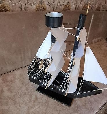 qədimi pullar alıram: Masa üstü dekorativ yelkənli gəmi maketi - Material: Korpus – qara — 3