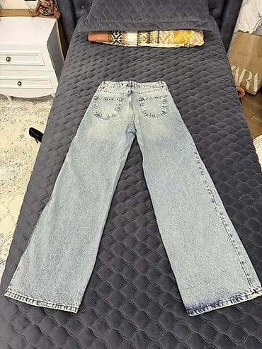 cinsler: Geniş kəsimli düz balaqlı cins şalvar – 2 rəng seçimi - Model — 4