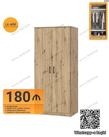 2 qapılı geyim dolabı – LA MINI - Ölçülər: Dərinlik 47 sm × Hündürlük