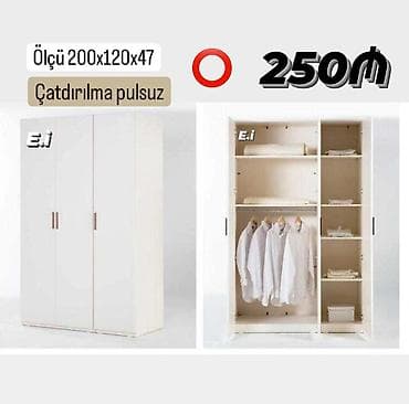 divar polkalari: Yeni, 3 qapılı, Ağ, Açılan, Düz dolab — 1