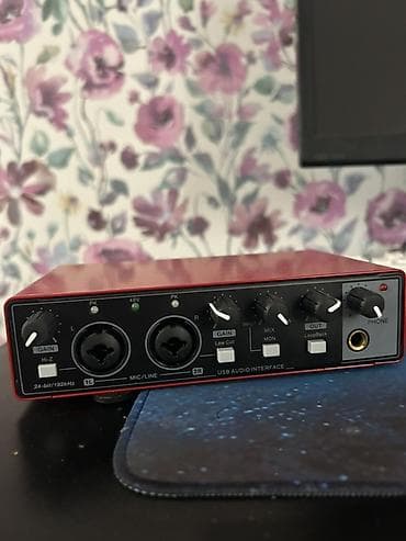 kagiz pullar: USB Audio Interface – 2 giriş / 2 çıxış, 24‑bit/192 kHz – Ön panel — 1