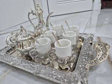 Qəhvə dəsti, rəng - Gümüşü, Metal