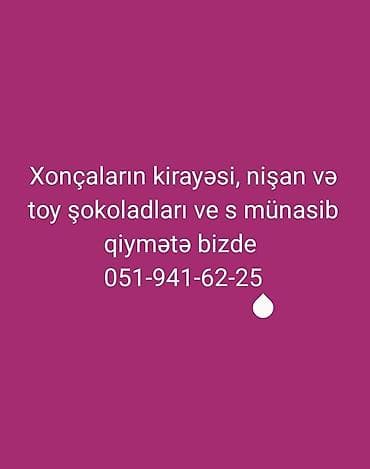 Digər ev dekoru: Xonçaların kirayəsi, nişan və toy üçün şokoladlar. Təklif edilən — 1