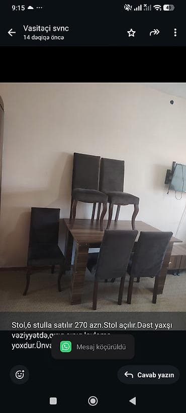 kohnə stul: Stol,6 stulla satılır 270 azn.Stol açılır.Dəst yaxşı — 1