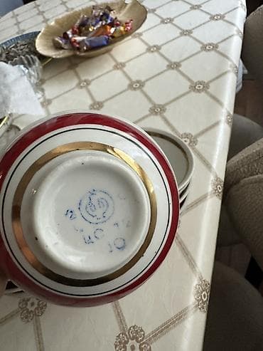 divar saat: Kasalar, 12 ədədli dəst, rəng - Qırmızı, Farfor — 2