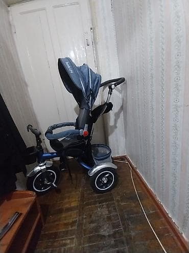 Uşaq üçtəkərli velosiped-araba, mavi rəng. - Anti-UV yazılı — 3