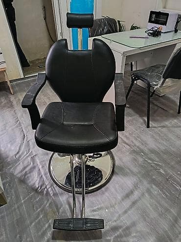 Peşəkar bərbər/kosmetologiya kreslosu - Material: qara rəngli ekodəri