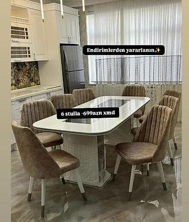 metbex eşyalari: Mətbəx üçün, Açılmayan, Oval masa, 6 stul — 1