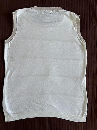 özcan zeynep örme: Qolsuz trikotaj top – Zendra Collection - Rəng: krem-ağ əsas, bej — 5