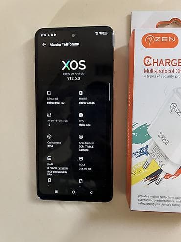 sazz problem: Infinix Hot 40, 256 GB, rəng - Yaşıl, Sensor, Face ID — 4
