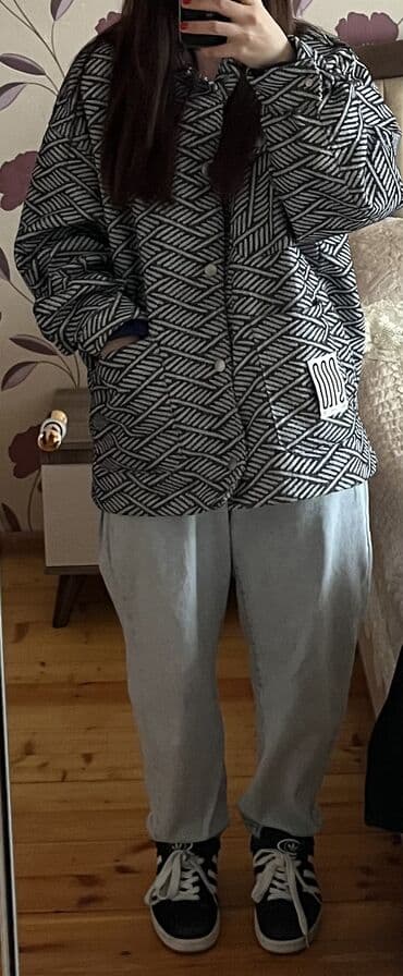 oversize şalvar: Qadın üçün naxışlı overshirt/şaket - Rəng: Qara-ağ (zolaqlı-şaquli — 4