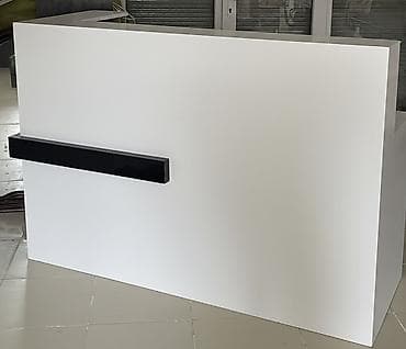 заказ мебели: Ağ rəngli resepsiyon/ofis masası – müasir minimal dizayn - Ön panel — 1